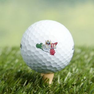 Sicily Flag Italy Retro Map Vintage Souvenir Golf Balls