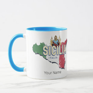 Sicily Flag Italy Retro Map Vintage Souvenir Mug