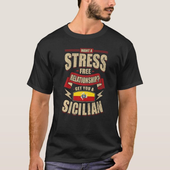 Sicily Flag Proud Sicilians Men & Women   T-Shirt (Front)