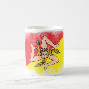 Sicily Flag Souvenir - Distressed Sicilian Design Coffee Mug