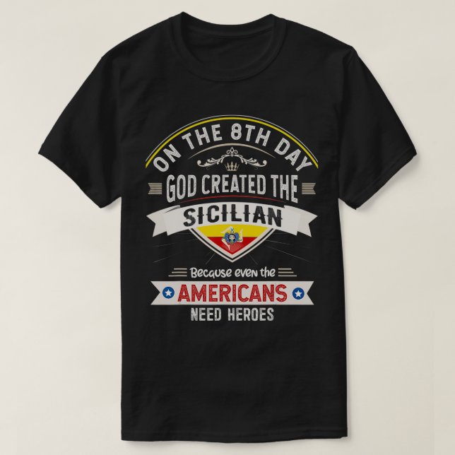 Sicily Flag Souvenirs for Sicilians Men & Women  T-Shirt (Design Front)