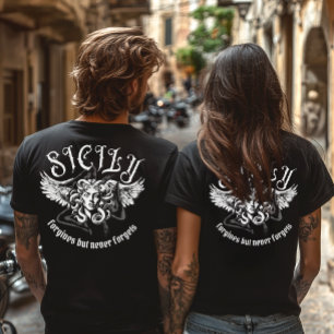 Sicily Forgives but Never Forgets Gothic Trinacria T-Shirt