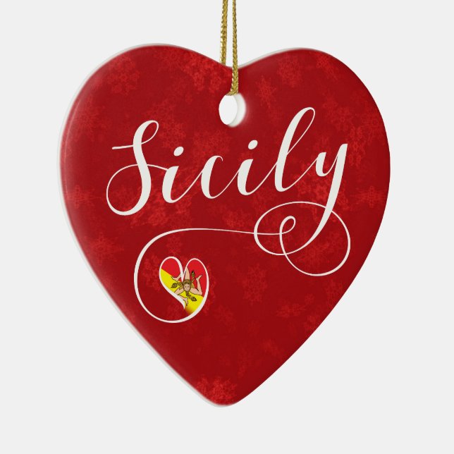 Sicily Heart, Christmas Tree Ornament, Sicilian Ceramic Tree Decoration (Right)