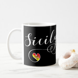 Sicily Heart Flag, Sicilian Coffee Mug