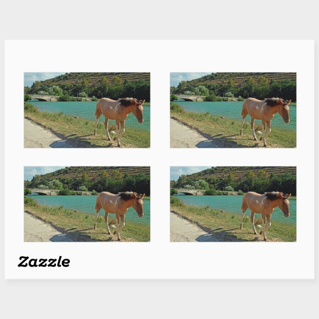 Sicily horse rectangular sticker (Sheet)