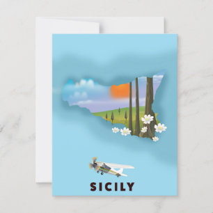 Sicily Illustrated map travel poster
