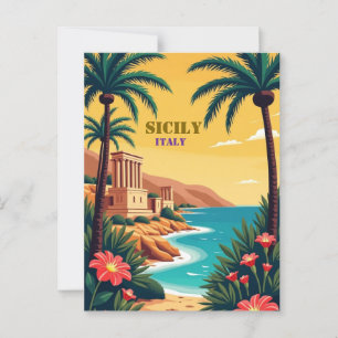 Sicily, Italy Coastal Views, Culture Charm Postcard