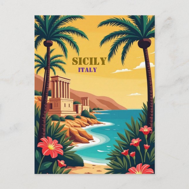 Sicily, Italy Coastal Views, Culture Charm Postcard (Front)