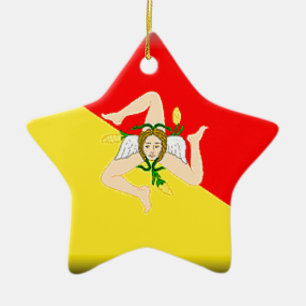 Sicily (Italy) Flag Ceramic Tree Decoration