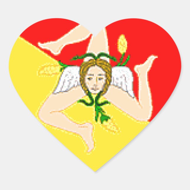 Sicily (Italy) Flag Heart Sticker (Front)