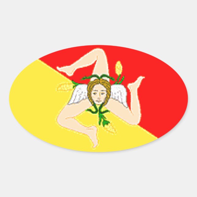 Sicily (Italy) Flag Oval Sticker (Front)