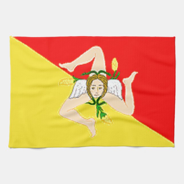 Sicily (Italy) Flag Tea Towel (Horizontal)