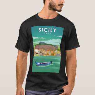Sicily Italy Palermo Vintage Minimal Travel Poster T-Shirt