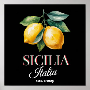 Sicily Italy Proud Sicilian Fresh Italian Lemons Poster