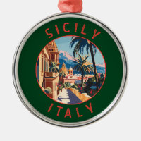 Sicily Italy Retro Distressed Circle