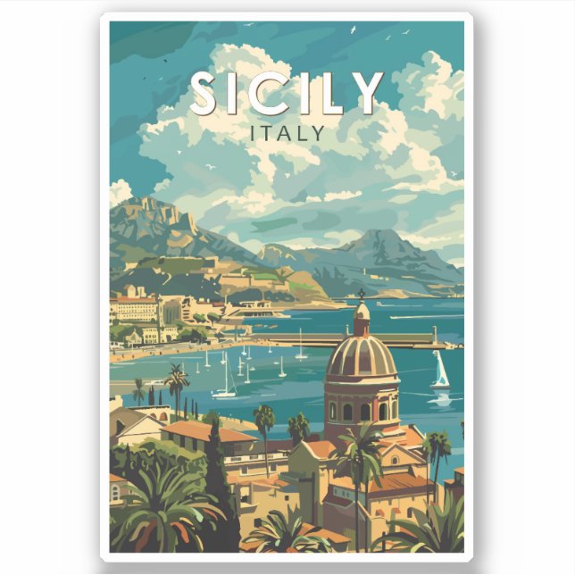 Sicily Italy Travel Art Vintage (Front)