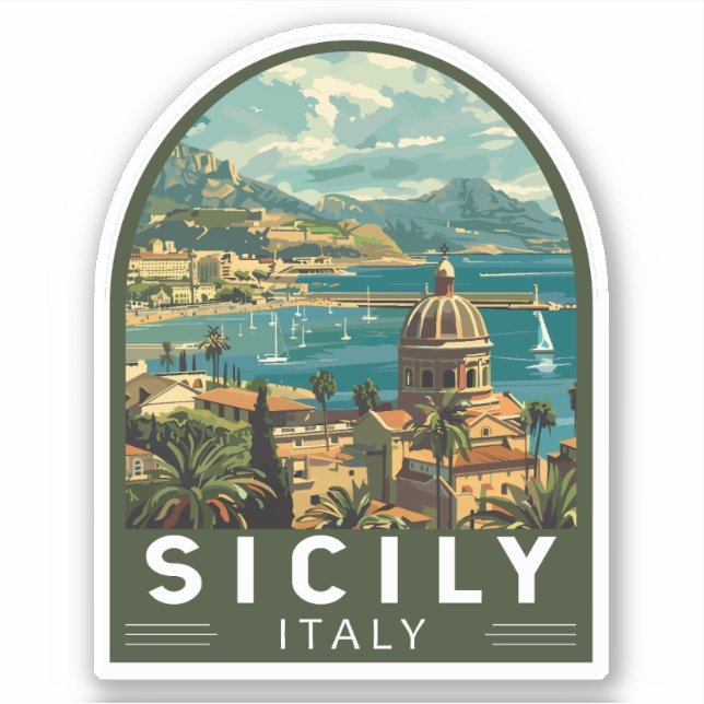 Sicily Italy Travel Art Vintage (Front)