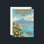 Sicily Italy Travel Art Vintage Postcard<br><div class="desc">Here is a vintage travel postcard of Sicily Italy .</div>