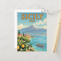 Sicily Italy Travel Art Vintage