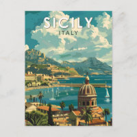 Sicily Italy Travel Art Vintage