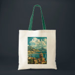 Sicily Italy Travel Art Vintage Tote Bag<br><div class="desc">Sicily retro vector travel design. Sicily,  the largest Mediterranean island,  is just off the "toe" of Italy's "boot." Its rich history is reflected in sites like the Valley of the Temples.</div>