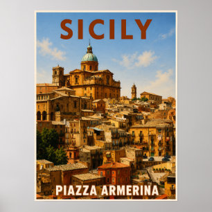 Sicily Italy Travel Poster