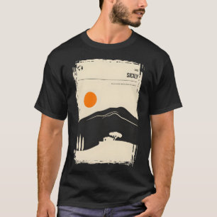 Sicily Italy Vintage Minimal Retro Travel Poster T-Shirt