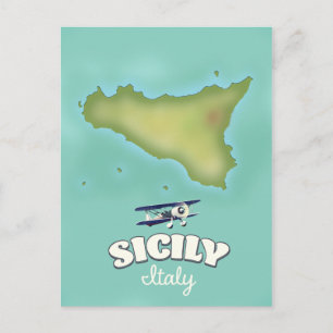 Sicily Italy vintage style map Postcard