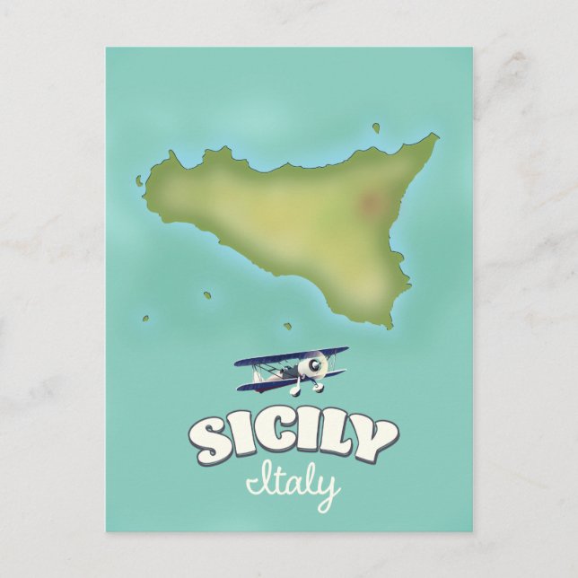 Sicily Italy vintage style map Postcard (Front)