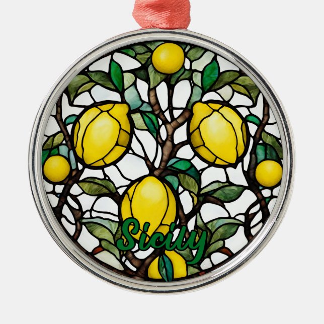 Sicily Lemon Tree Souvenir Metal Tree Decoration (Front)