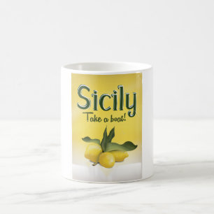 Sicily lemon vintage travel poster coffee mug