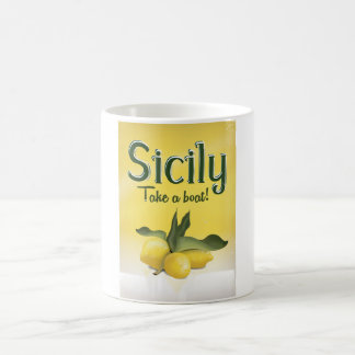 Sicily lemon vintage travel poster coffee mug