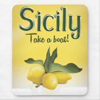 Sicily lemon vintage travel poster mouse mat