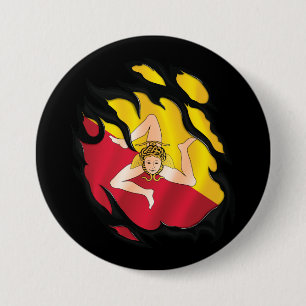 Sicily Ripped Flag 7.5 Cm Round Badge