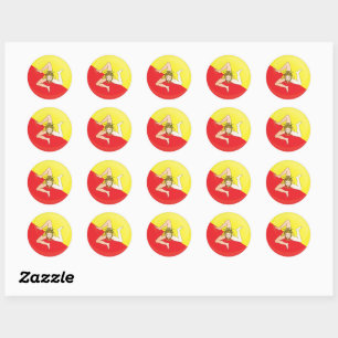 Sicily  Round Icon Flag Classic Round Sticker
