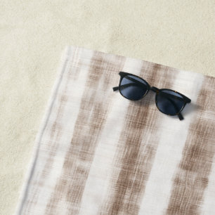 Sicily Rustic Brown Stripes  Beach Towel