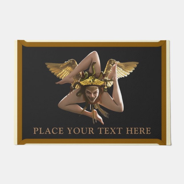 Sicily / Sicilia Trinacria Personalised Door Mat (Front)
