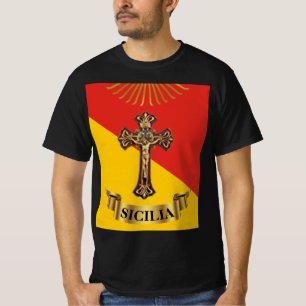Sicily / Sicilian Crucifix and Flag T-Shirt