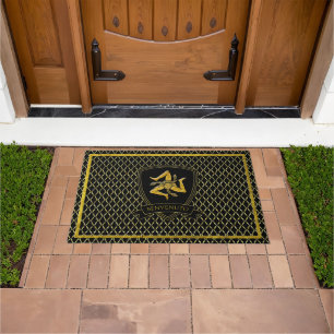 Sicily Trinacria Gold Quatrefoil Doormat