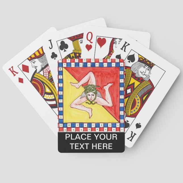 Sicily Trinacria Medusa PERSONALIZED Playing Cards (Back)