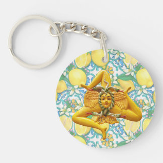 Sicily Trinacria Yellow  Italian Lemon Ornament Key Ring