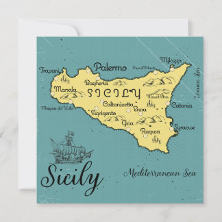 Sicily Vintage Nautical Map Invitation