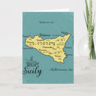 Sicily Vintage Nautical Map Invitation