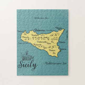 Sicily Vintage Nautical Map Jigsaw Puzzle