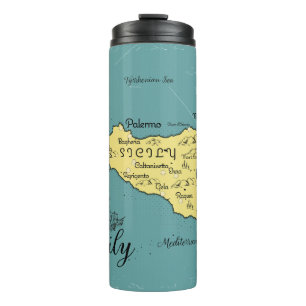 Sicily Vintage Nautical Map Thermal Tumbler