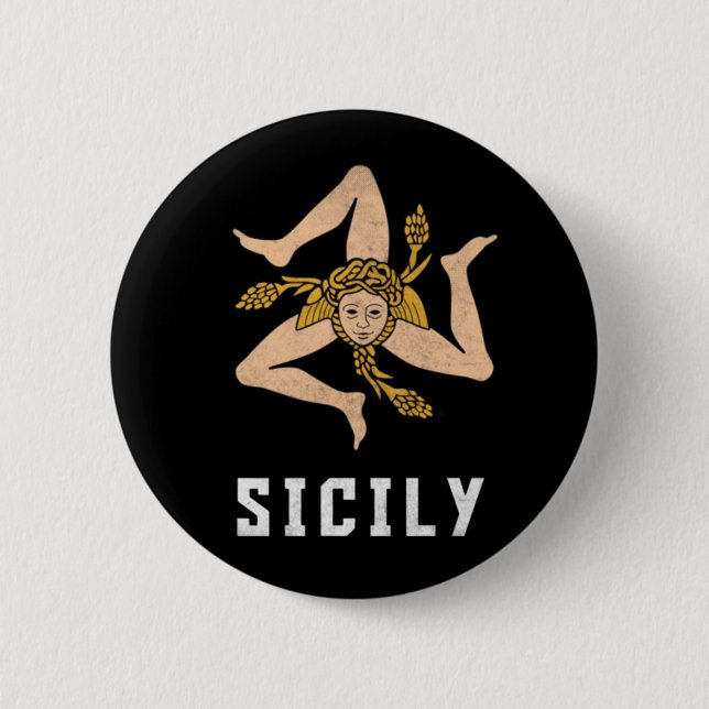 Sicily Vintage Style Flag  6 Cm Round Badge (Front)