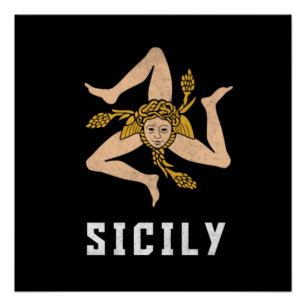 Sicily Vintage Style Flag Poster