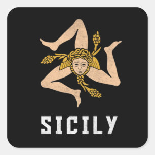 Sicily Vintage Style Flag Square Sticker