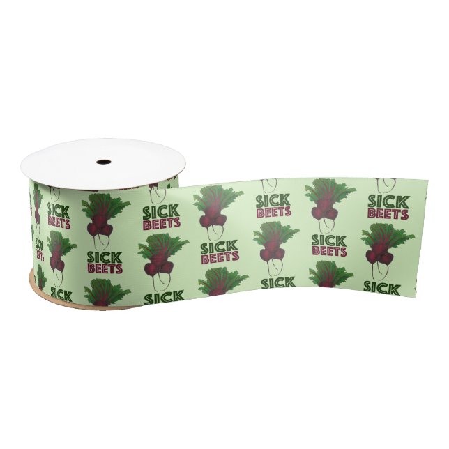 Sick Beets (Beats) Red Beet Vegetarian Funny Food Satin Ribbon (Spool)