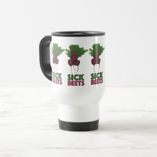 Sick Beets (Beats) Red Beet Vegetarian Funny Music Travel Mug